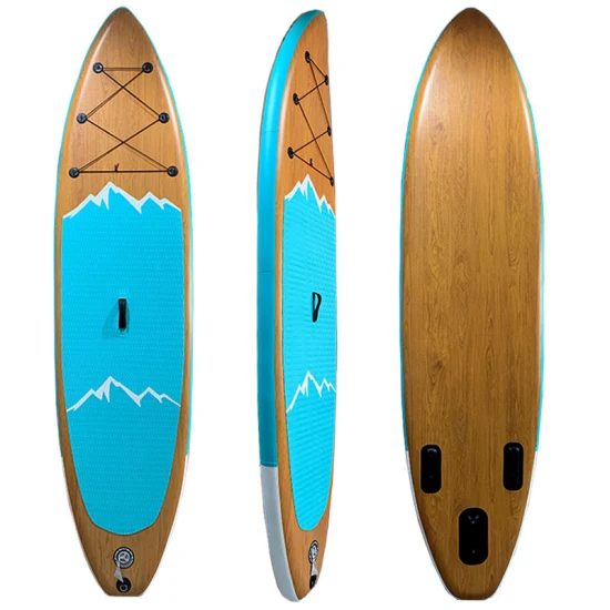 El tablero de paleta inflable de Isup de la puntada del descenso del PVC de madera de las tablas que practica surf de la fábrica se levanta Paddleboard